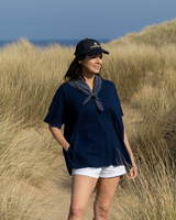 Short Sleeve Cashmere Kimono - Navy