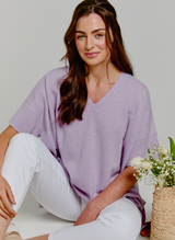 Short Sleeve Cashmere Kimono Lavender Fog