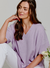 Short Sleeve Cashmere Kimono Lavender Fog