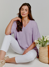 Short Sleeve Cashmere Kimono Lavender Fog