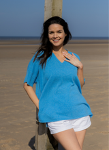 Short Sleeve Cashmere Kimono - Iceland Blue