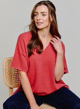 Short Sleeve Cashmere Kimono Coral Rose