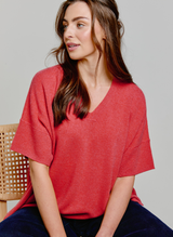 Short Sleeve Cashmere Kimono Coral Rose