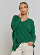 Long Sleeve Cashmere Kimono - Botanical Green