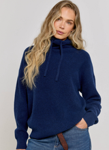 Emma Drawstring Cashmere Jumper - Navy