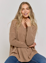 Long Sleeve Cashmere Kimono - Praline