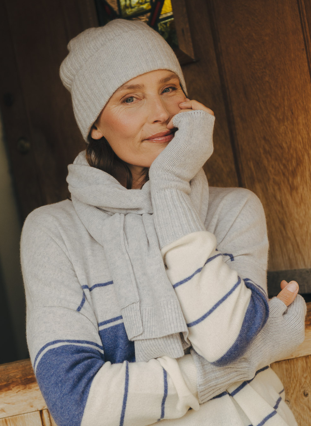 Cashmere Fingerless Gloves - Glass Grey | Cashmere & Cotton