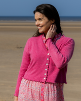Bella Frill Cashmere Cardigan - Berry Pink