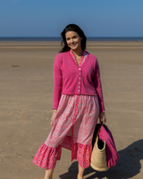 Bella Frill Cashmere Cardigan - Berry Pink