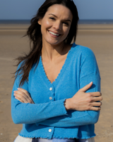 Bella Frill Cashmere Cardigan - Iceland Blue