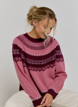 Cashmere Fairisle Yoke Jumper - Rustic Rose