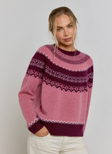Cashmere Fairisle Yoke Jumper - Rustic Rose
