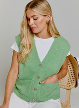 Cashmere Waistcoat Cardigan Lily Green