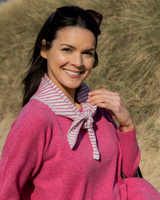 Knitted Striped Cashmere Neck Tie - Berry Pink