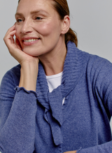 Bella Frill Cashmere Cardigan - Denim Marl