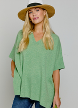 Short Sleeve Cashmere Kimono Lily Green