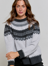 Cashmere Fairisle Yoke Jumper - Glass Grey
