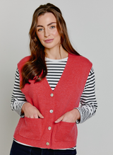 Cashmere Waistcoat Cardigan Coral Rose