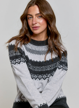 Cashmere Fairisle Yoke Jumper - Glass Grey