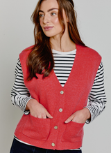 Cashmere Waistcoat Cardigan Coral Rose