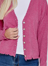 Bella Frill Cashmere Cardigan - Berry Pink