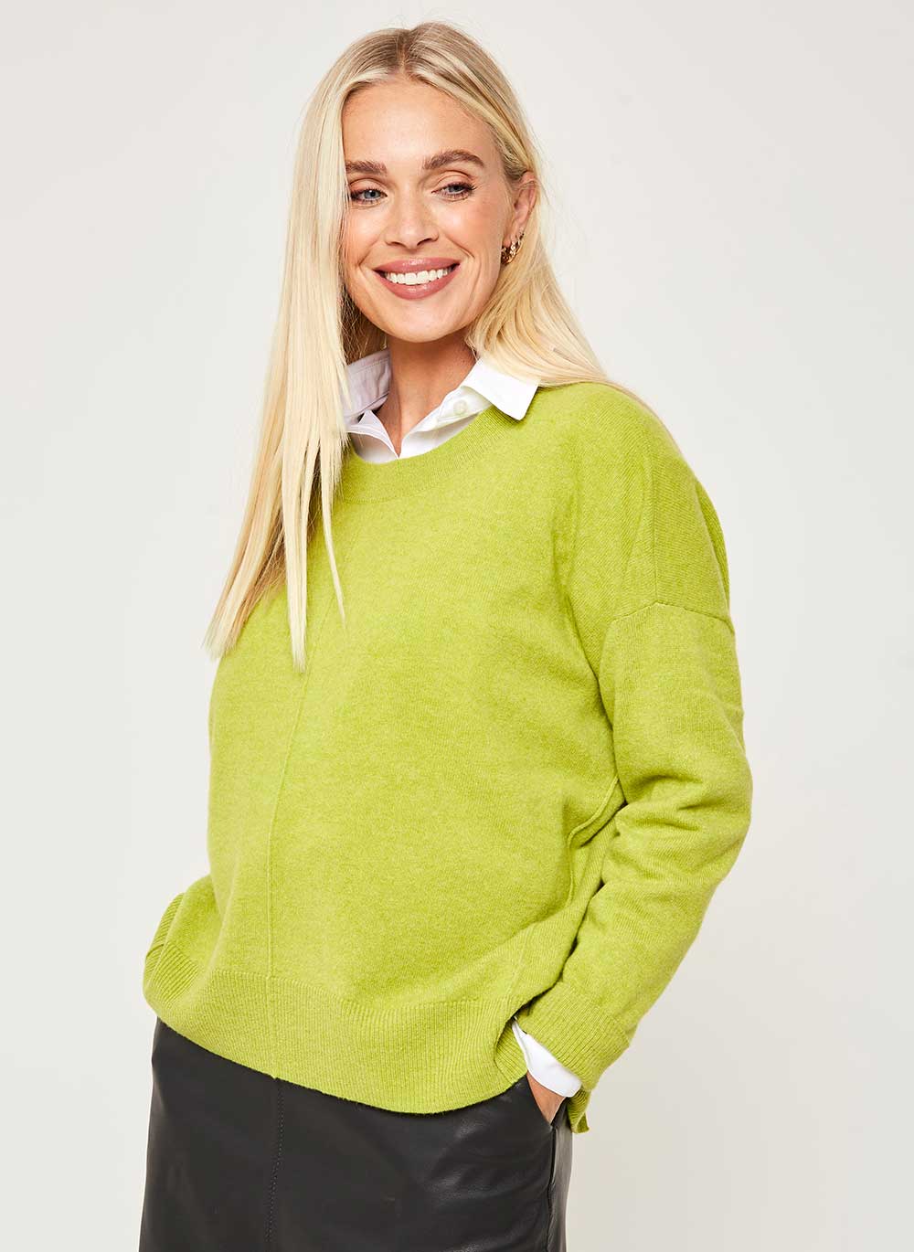 Ava Relaxed Cashmere Jumper Peridot & Cashmere & Cotton