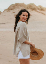 Short Sleeve Cashmere Kimono - Chinchilla