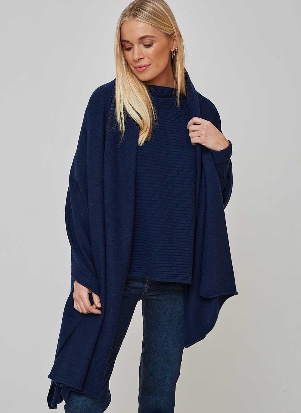 Navy Cashmere Cardigan Wrap orders