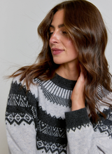 Cashmere Fairisle Yoke Jumper - Glass Grey