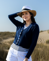 Bella Frill Cashmere Cardigan - Navy