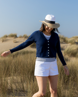 Bella Frill Cashmere Cardigan - Navy