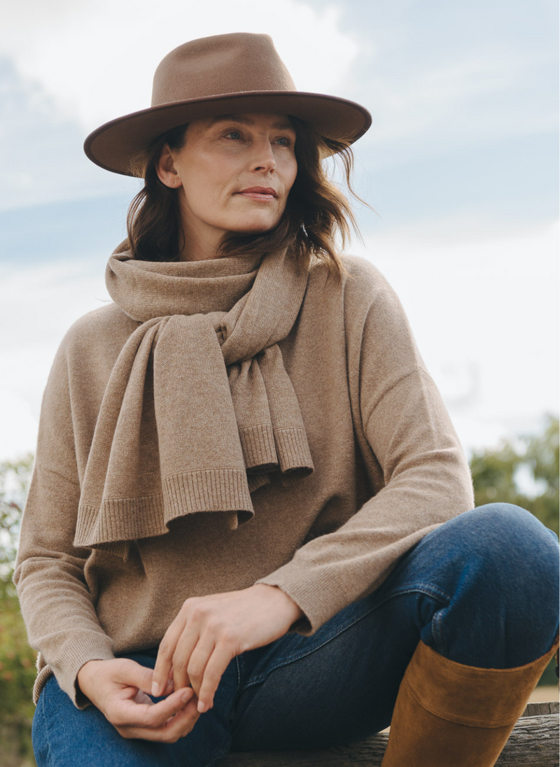 Classic Cashmere Scarf Praline Cashmere Cotton