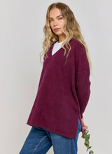 Long Sleeve Cashmere Kimono - Mulberry