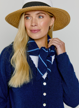 Knitted Striped Neck Tie Navy