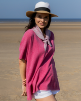 Short Sleeve Cashmere Kimono - Berry Pink