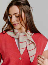 Knitted Striped Neck Tie  Chinchilla