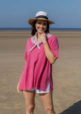 Short Sleeve Cashmere Kimono - Berry Pink
