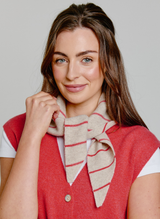 Knitted Striped Neck Tie  Chinchilla