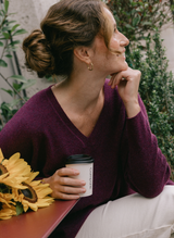 Long Sleeve Cashmere Kimono - Mulberry
