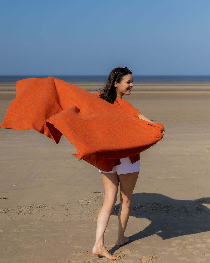 Short Sleeve Cashmere Kimono - Copper Glow
