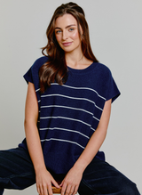 Striped Cashmere Top Navy