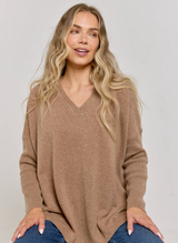 Long Sleeve Cashmere Kimono - Praline