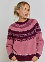 Cashmere Fairisle Yoke Jumper - Rustic Rose