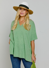 Short Sleeve Cashmere Kimono Lily Green