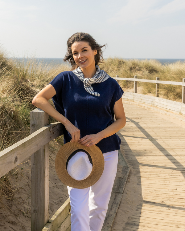 Lily Cashmere Slipover - Navy