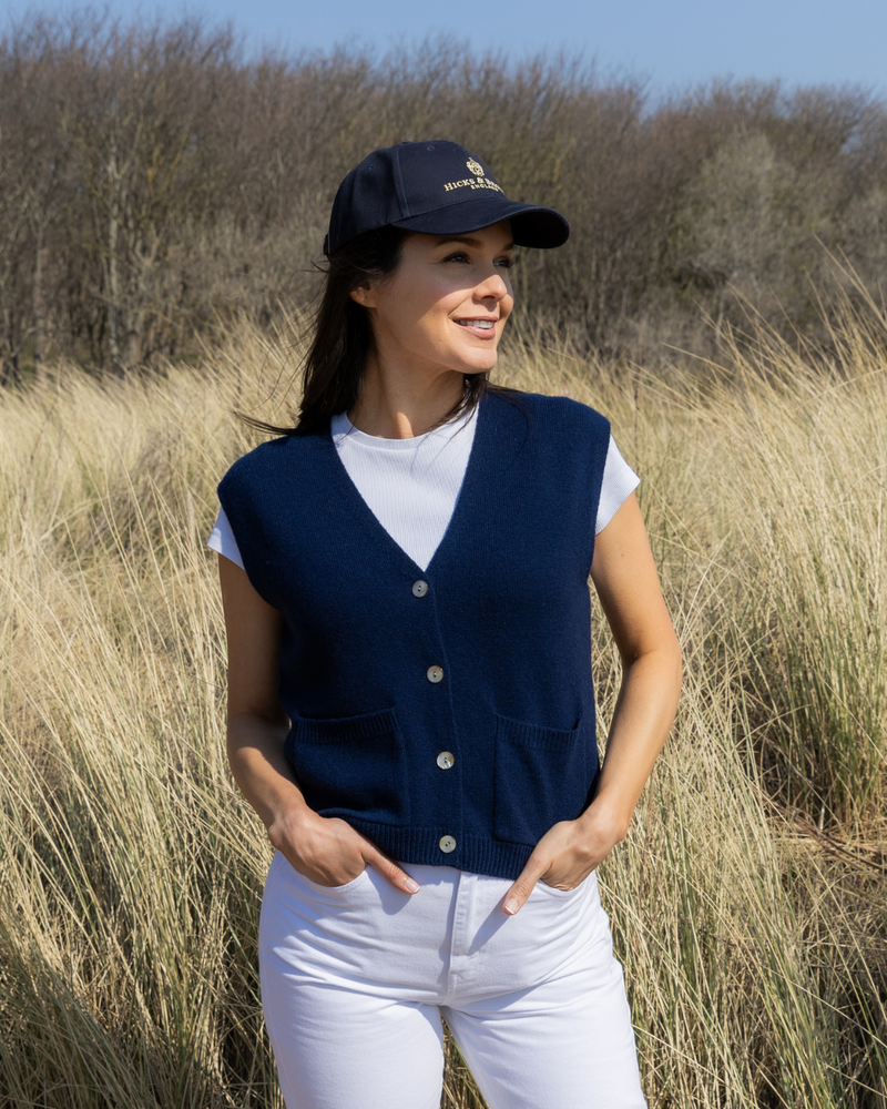 Cashmere Waistcoat Cardigan - Navy