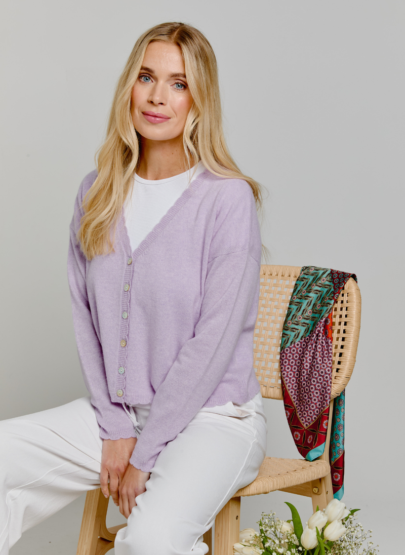 Chelsea Cashmere Cardigan - Lavender Fog | Cashmere & Cotton