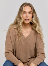 Long Sleeve Cashmere Kimono - Praline