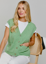 Cashmere Waistcoat Cardigan Lily Green
