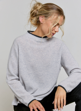 Elodie Funnel Neck Cashmere Jumper - Glass Grey